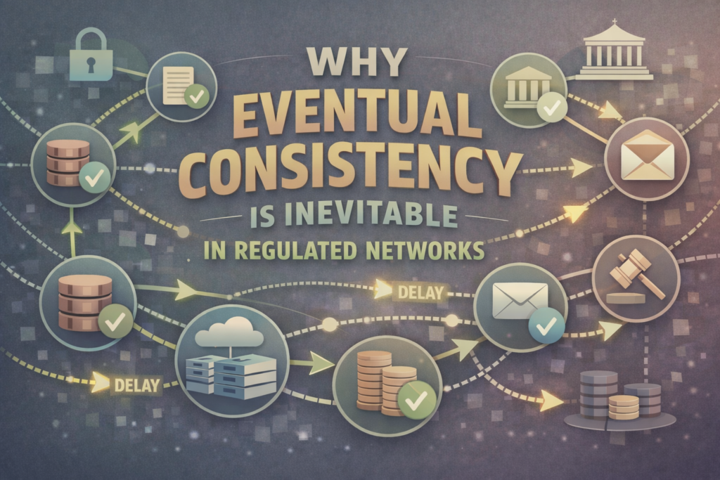Why Eventual Consistency Is Inevitable in Regulated Networks